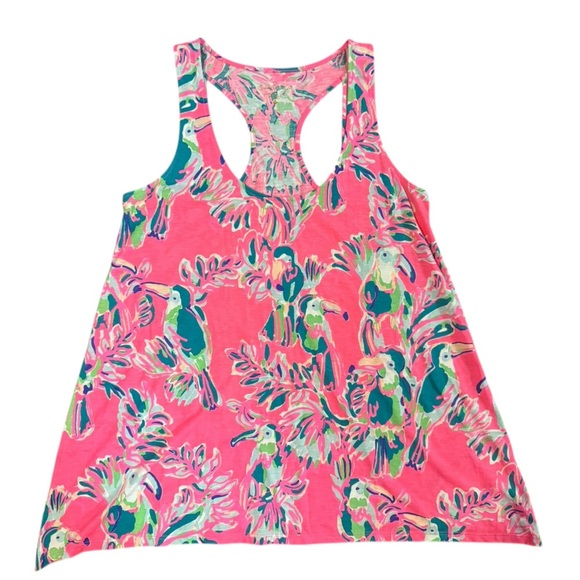Lilly Pulitzer Pink Pima Cotton Toucan Tank Top Size Small - Picture 3 of 8